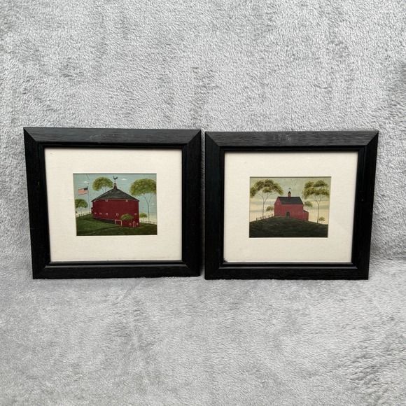 Other - Warren Kimble Folk Art Red Barn American Print Framed Glass Country Decor Lot